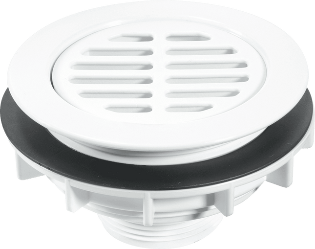 McAlpine SWHF2-WH High Flow Shower Waste: 113mm White Plastic Flange x 56mm Tail: Top Access: Backnut Model