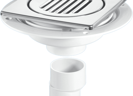 McAlpine USG2-T150SS Untrapped Gully. Tile/Grating with removable Grid, 2" Vertical Outlet and 2" x 1½" Socket Reducer