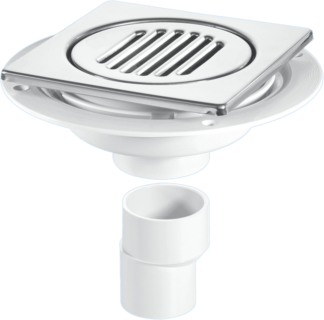 McAlpine USG2-T150SS Untrapped Gully. Tile/Grating with removable Grid, 2" Vertical Outlet and 2" x 1½" Socket Reducer