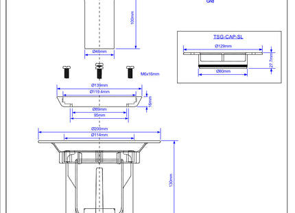 McAlpine Shower Trap Gully for Sheet Floors 110mm & 2'' Outlet   TSG2SS-SL-SC