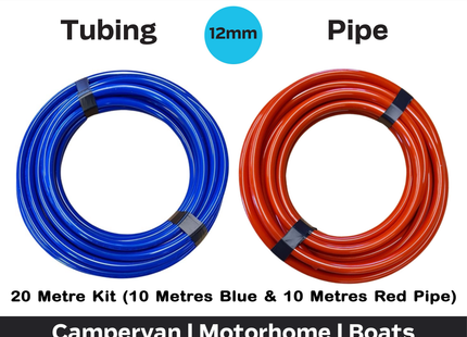 John Guest 10m RED & 10m BLUE 12mm Campervan Camper Motorhome Water Pipe 20m Kit