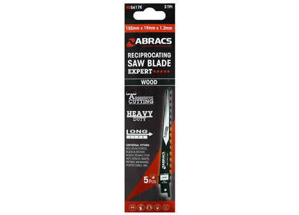 Abracs Reciprocating Saw Blade For Wood - 150 x 19 x 1.20mm