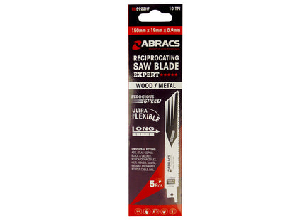 Abracs Reciprocating Saw Blade For Wood And Metal - 150 x 19 x 0.9mm - ABRBS922HF