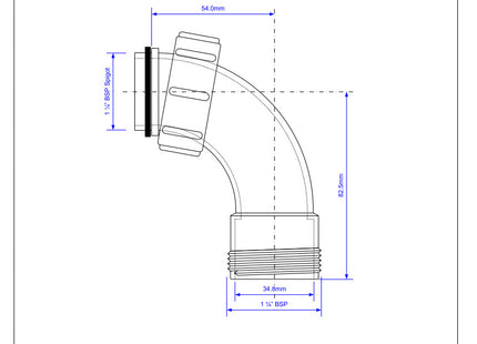 McAlpine S1 1¼" 90° Bend - BSP Male Thread x BSP Coupling Nut
