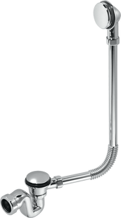 McAlpine BRASSTRAP-50-CP 1½" Chrome Plated Brass Trap, Chrome Plated Brass Combined Waste and Overflow with 70mm Spring-Loaded Mushroom Plug and matching Overflow Face