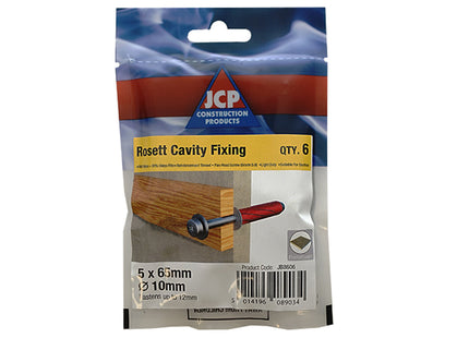 JCP Fixings Rosett Cavity Fixings Red - M5 x 90mm (Box of 30)