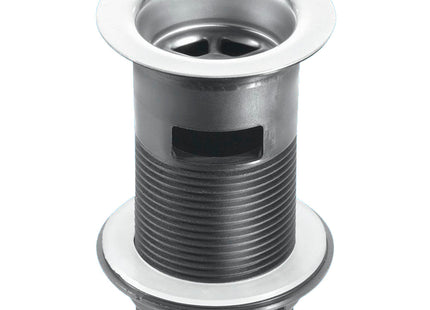 McAlpine BSW12 1¼" Black Plastic Slotted Basin Waste - Backnut Model: 60mm Stainless Steel Flange x 3½" Tail with Black PVC Plug