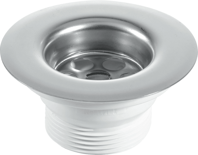 McAlpine BSW3PC Centre Pin Sink Waste: 85mm Stainless Steel Flange with Plug