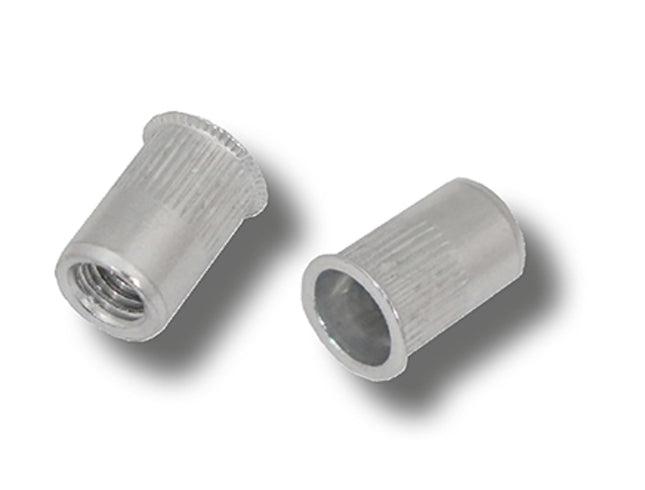 JRP Riveting Products M6 x 14.0 (0.5-2.5) Aluminium Reduced Head Round Knurled Body JRP Rivet Nuts (Box of 500)