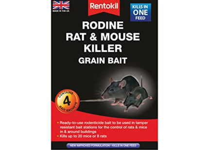 Rentokil Rodine Rat & Mouse Killer Grain Bait 4 Sachets