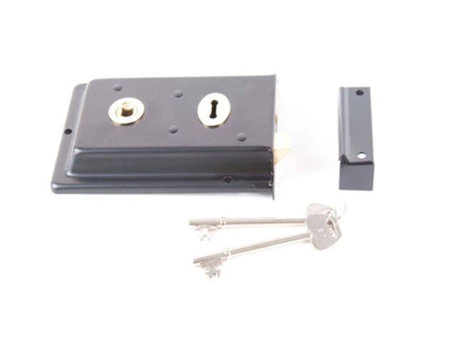 Owlett-Jaton Narrow Style Rimlock Blk - 140mm x 76mm - Kx142 (Box of 10)