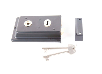 Owlett-Jaton Fluted Edge Rim Lock Blk - 150mm x 100mm - Kx140 (Box of 10)