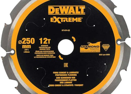 DEWALT Extreme Pcd Fibre Cement Saw Blade 250 X 30Mm X 12T
