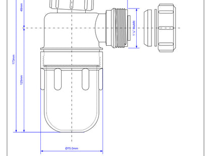 McAlpine A10 75mm Water Seal Bottle Trap with Multifit Outlet 1¼"