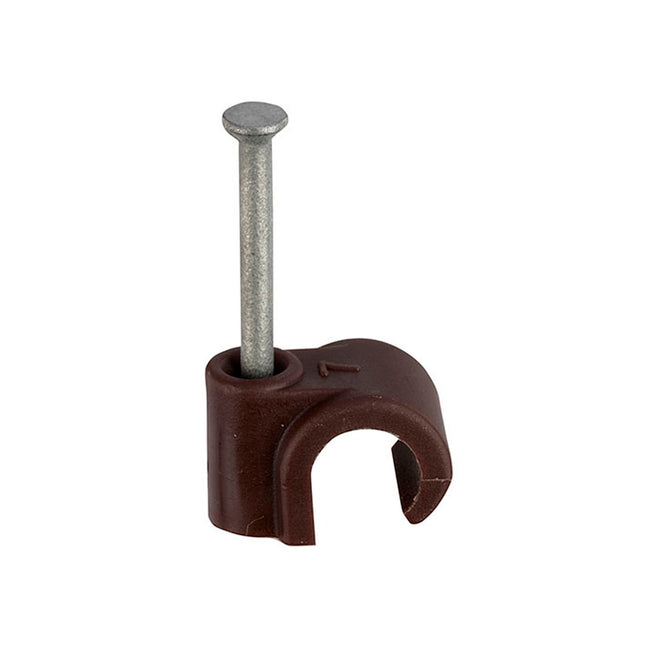 Unifix Brown Round Cable Clips - 7.0mm (Box of 1000)