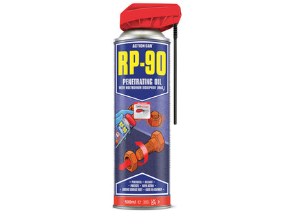Action Can RP-90 Rapid Penetrating Oil Twin Spray 500ml - Q99RP90005000015000 - Great for Lubrication