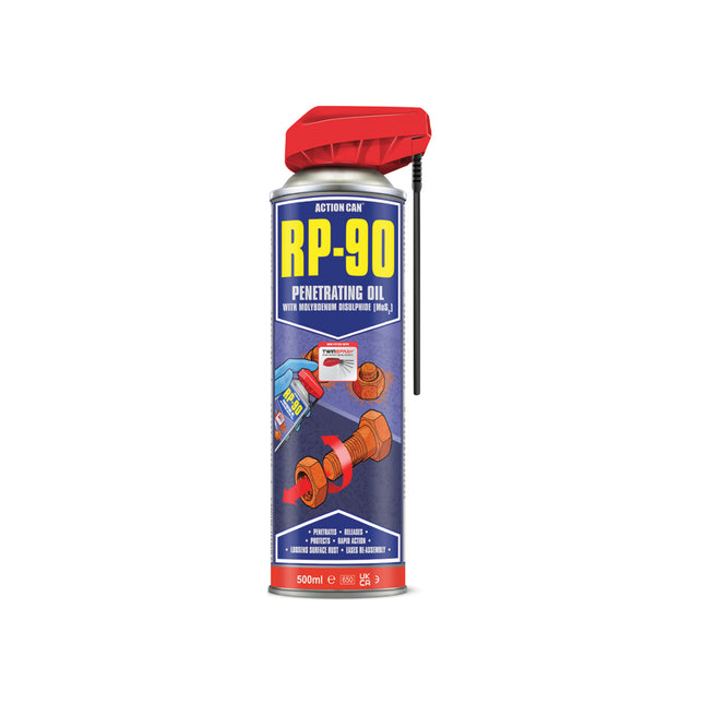 Action Can RP-90 Rapid Penetrating Oil Twin Spray 500ml - Q99RP90005000015000 - Great for Lubrication