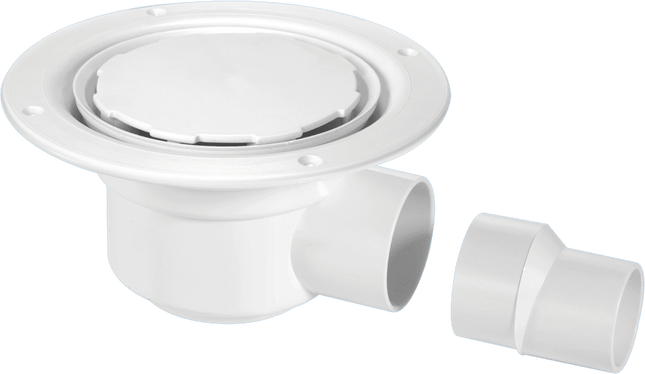 McAlpine TSG50WH-NSC 50mm Water Seal Trapped Gully, Clamp Ring and Cover Plate, 2" Horizontal Outlet and 2" x 1½" Socket Reducer