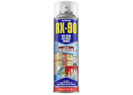 Action Can RX-90 Red Oxide Anti Rust Primer 500ml - Q99RX90005000015000 - Protects Metal Surfaces