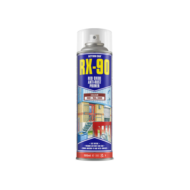 Action Can RX-90 Red Oxide Anti Rust Primer 500ml - Q99RX90005000015000 - Protects Metal Surfaces