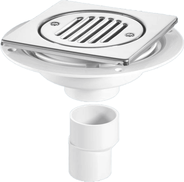 McAlpine USG2T6SS Untrapped Gully. Tile/Grating with removable Grid, 2" Vertical Outlet and 2" x 1½" Socket Reducer