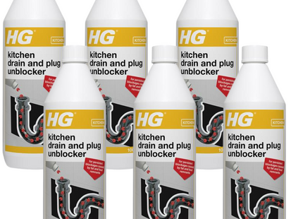 HG Kitchen Drain and Plug Unblocker 1 litre (Pack of 6)
