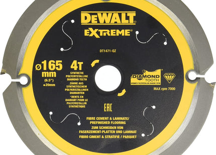 DEWALT Extreme Pcd Fibre Cement Saw Blade 165 X 20Mm X 4T