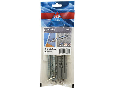 JCP Fixings Sanitary Basin Set - 10 x 140mm Screw - 14 x 70mm Plug (Box of 10)