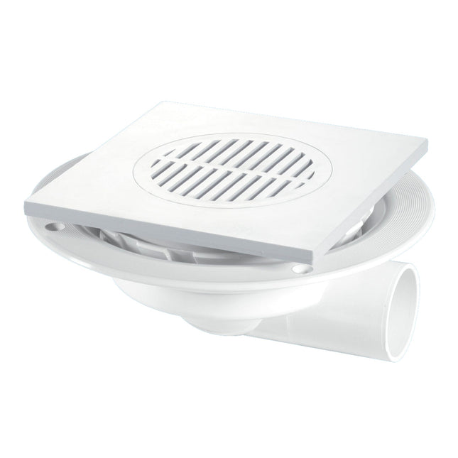 McAlpine USG3T6WH Untrapped Gully. Tile/Grating with removable Grid, 1½" Horizontal Outlet