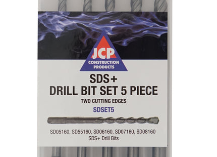 JCP Fixings SDS+ Drill Bit 5 Piece Set - 5, 5.5, 6, 7, 8mm - FJSDSET5