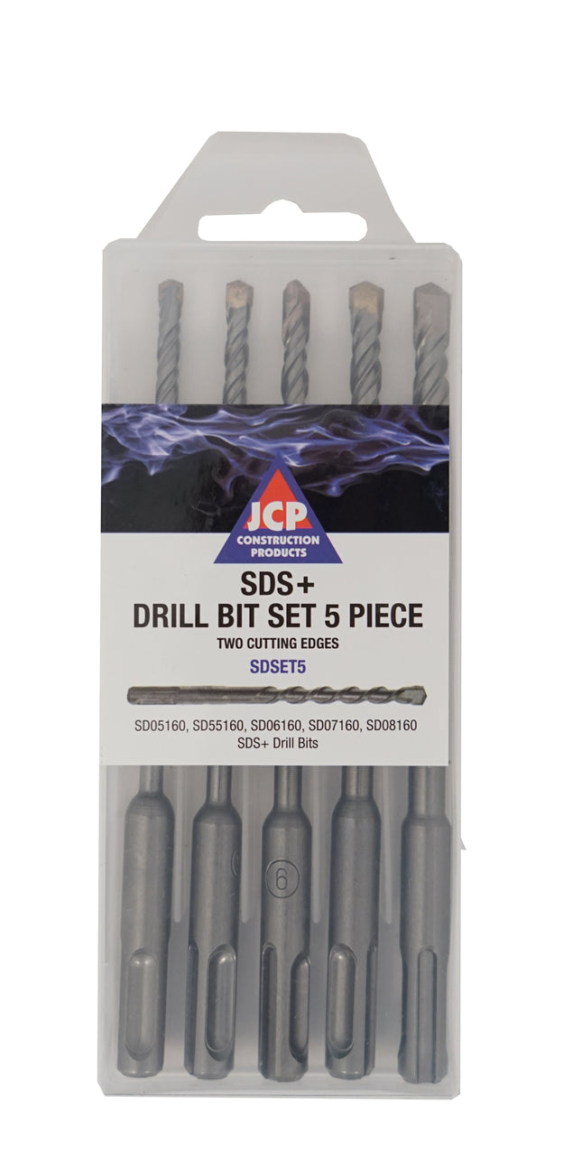 JCP Fixings SDS+ Drill Bit 5 Piece Set - 5, 5.5, 6, 7, 8mm - FJSDSET5