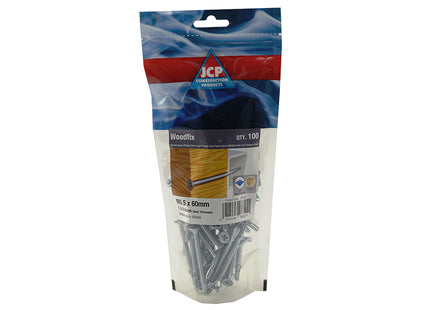 JCP Fixings Woodfix Self-Drilling Screws Light Section DIN 7504P Bright Zinc Plated - 5.5 x 40mm (Box of 500)