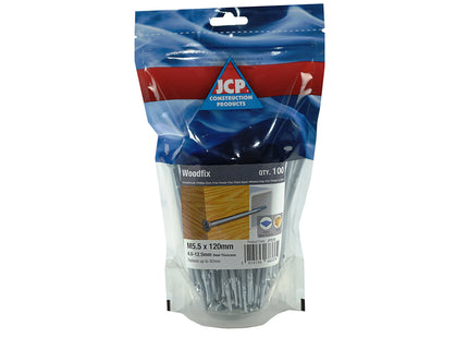 JCP Fixings Woodfix Self-Drilling Screws Heavy Section DIN 7504P Bright Zinc Plated - 5.5 x 120mm (Box of 500)