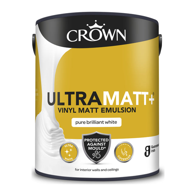 Crown Ultra Matt+ Pure Brilliant White Vinyl Matt Emulsion 2.5 Litre