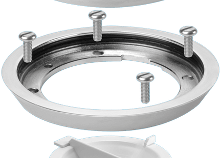 McAlpine FGTR118TOP-50 Conversion Kit to convert any TSG50 or TSG52 Gully to a sheet flooring gully with CP Brass Clamp Ring, Stainless Steel Grated Cover Plate and Dip Tube