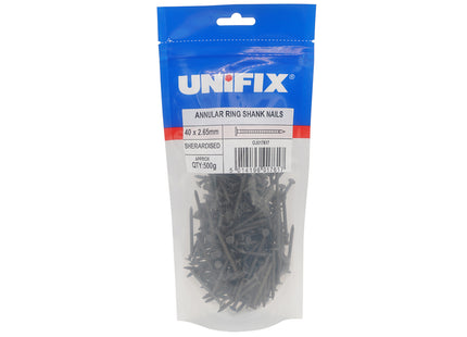 Unifix Sherardised Annular Ring Shank Nails - 50 x 2.65mm (500g Bag) (Box of 5)