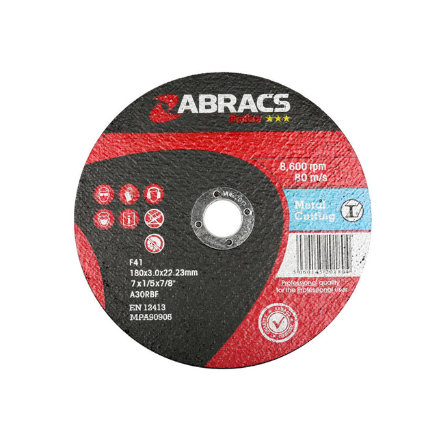 Abracs Proflex Flat Metal Cutting Disc - 180 x 3 x 22mm (Box of 25)