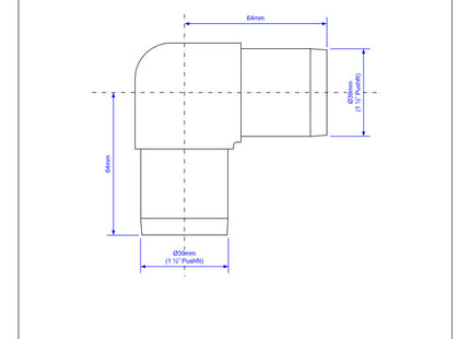 McAlpine T4E 1½" Pushfit 90° Knuckle Overflow Bend