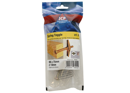 JCP Fixings Spring Toggles Complete With Screws ZYP - M5/14mm x 50mm (Box of 30)