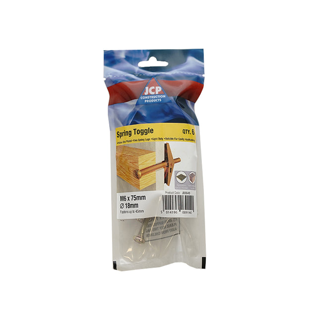 JCP Fixings Spring Toggles Complete With Screws ZYP - M5/14mm x 50mm (Box of 30)