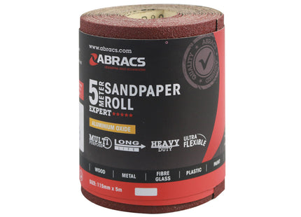 Abracs General Purpose Sandpaper Roll - 115mm x 5m x 80 Grit - Perfect for DIY Projects