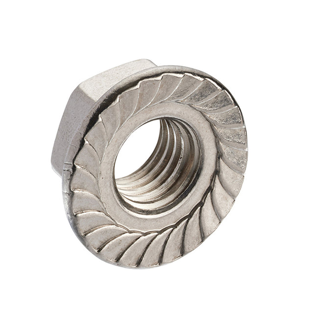 Unifix A2-304 Stainless Steel Serrated Flange Nuts DIN 6923 - M6 x 1.00 (Box of 200)