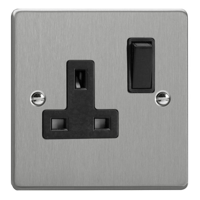 Varilight 1-Gang 13A Double Pole Switched Socket  Brushed Silver