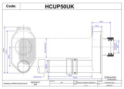 McAlpine HCUP50UK Urinal Bowl Syphonic 'P' Trap