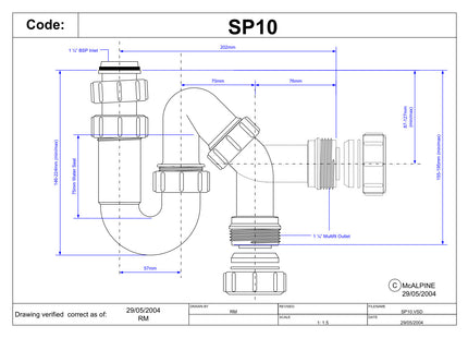 McAlpine SP10 1¼" 75mm Water Seal Tubular Swivel All One Trap