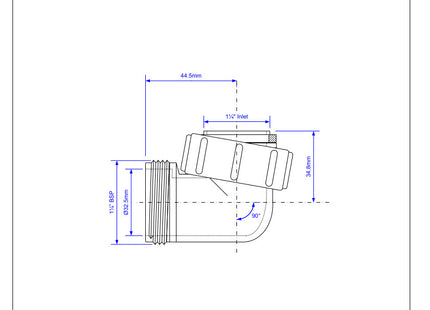 McAlpine S4U 1¼" 90° Bend - Female Inlet Nut x BSP Male Connector