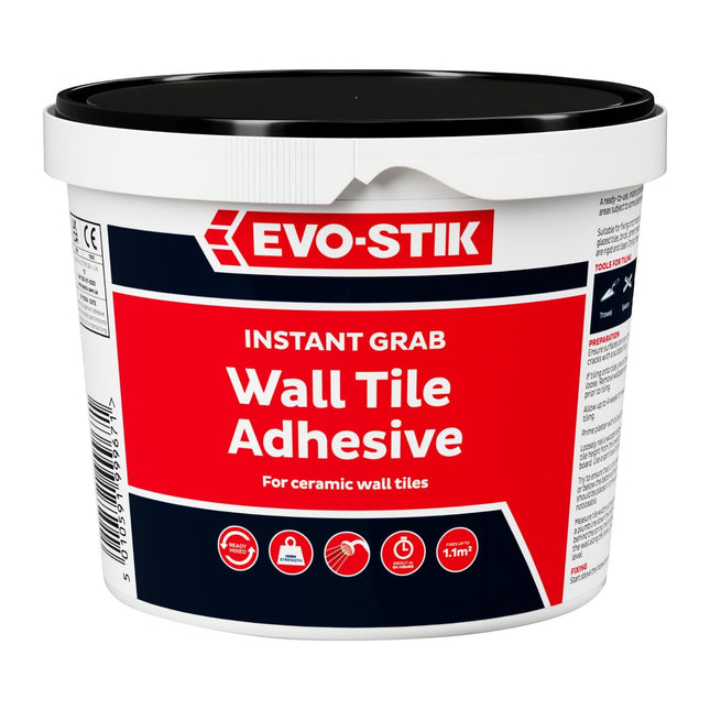 Evo-Stik Tile A Wall Non-Slip Instant Grab Ready Mixed Wall Tile Adhesive Economy 1 Litre