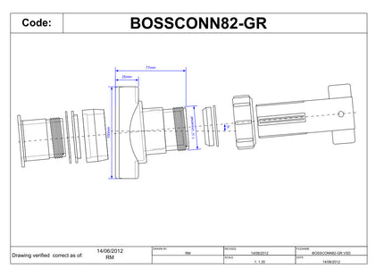 McAlpine BOSSCONN82-GR Grey Mechanical Soil Pipe Boss Connector for 57mm hole saw size