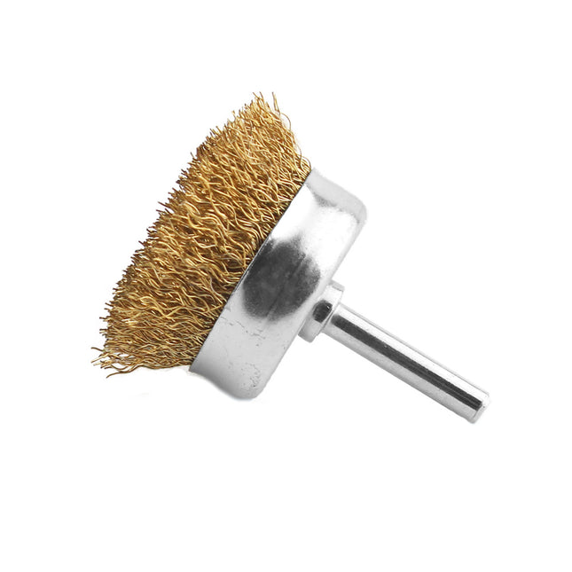Abracs Spindle Mounted Cup Wire Brush Brass Dipped Steel - 75mm (Box of 10)