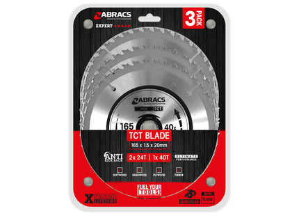 Abracs TCT Blade 3Pc Set For Wood 2 x 24T & 1 x 40T - ABTCT1653